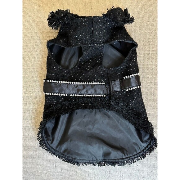 Dog Sparkly Jacket with Bling Belt Dress Costume Outfit Pet Fashion Black Sz M - Picture 4 of 8